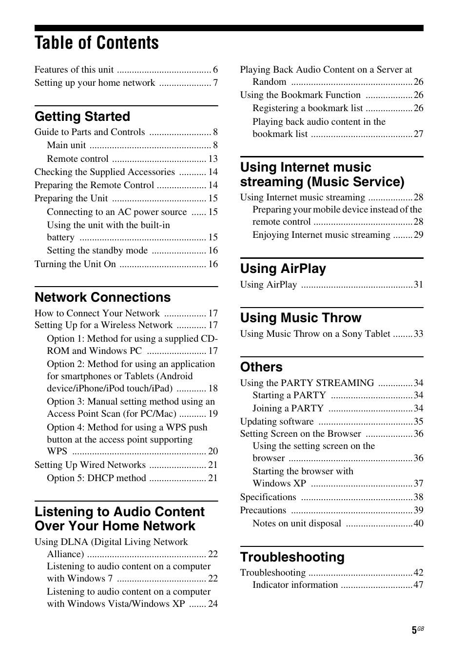 Sony SA-NS500 User Manual | Page 5 / 60