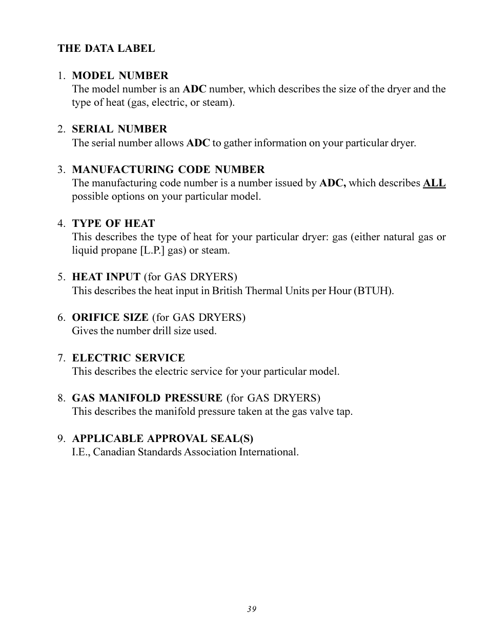 American Dryer Corp. Gas HSI - Phase 7/FSS AD-78 III User Manual | Page 43 / 48