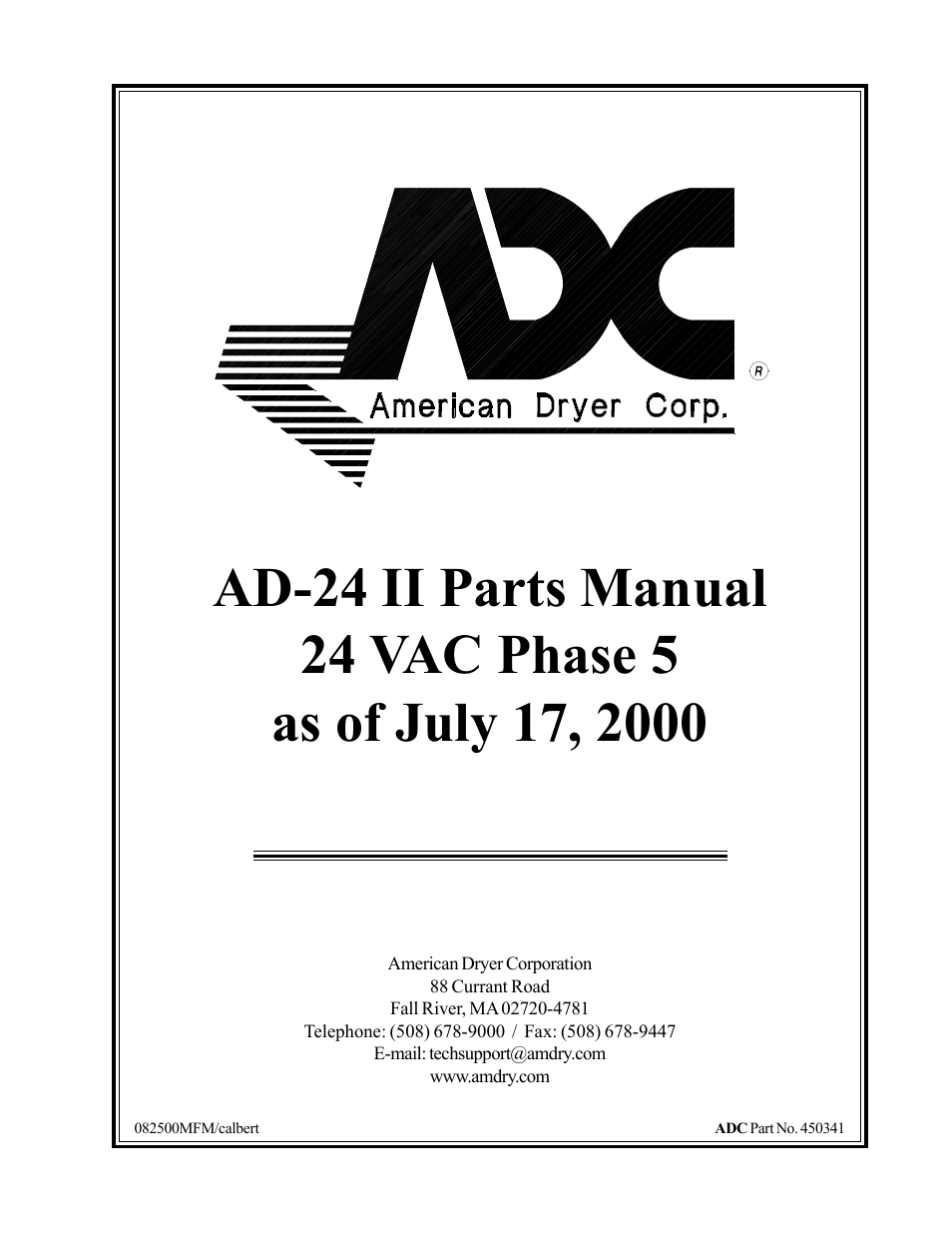 American Dryer Corp. AD-24 II User Manual | 40 pages