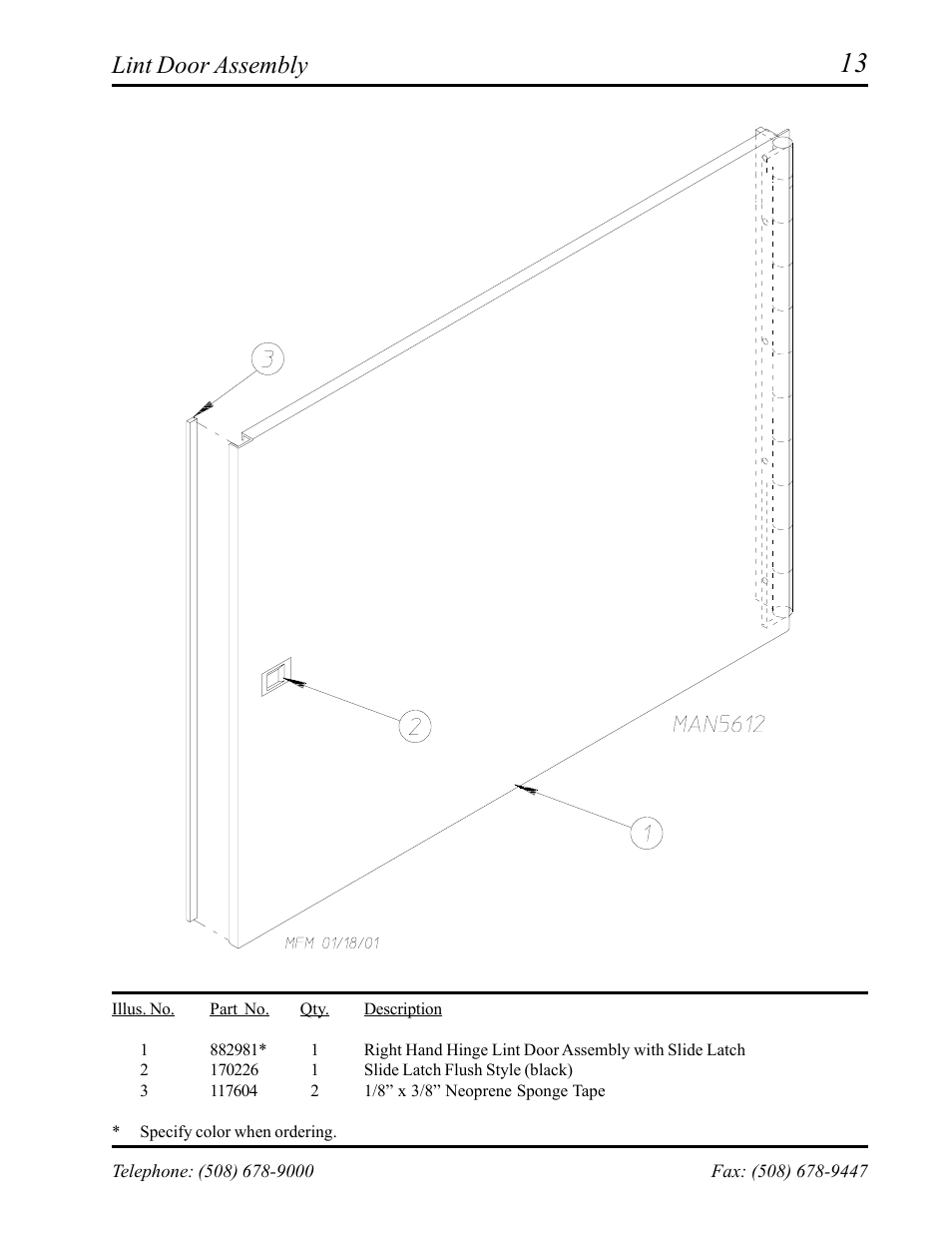 Lint door assembly | American Dryer Corp. AD-24 II User Manual | Page 15 / 40
