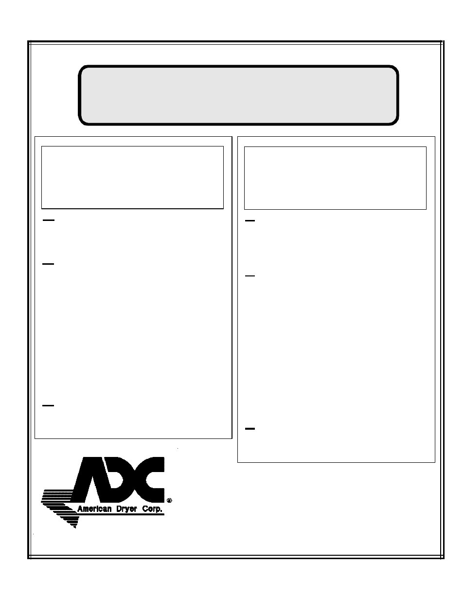 American Dryer Corp. Extended Side Panel AD-120ES II User Manual | 70 pages