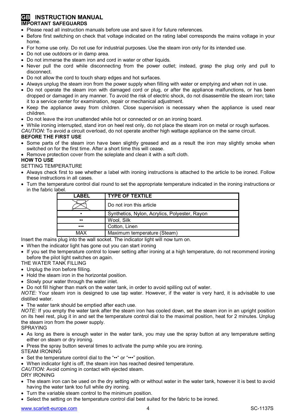 Scarlett SC-1137S User Manual | Page 4 / 26