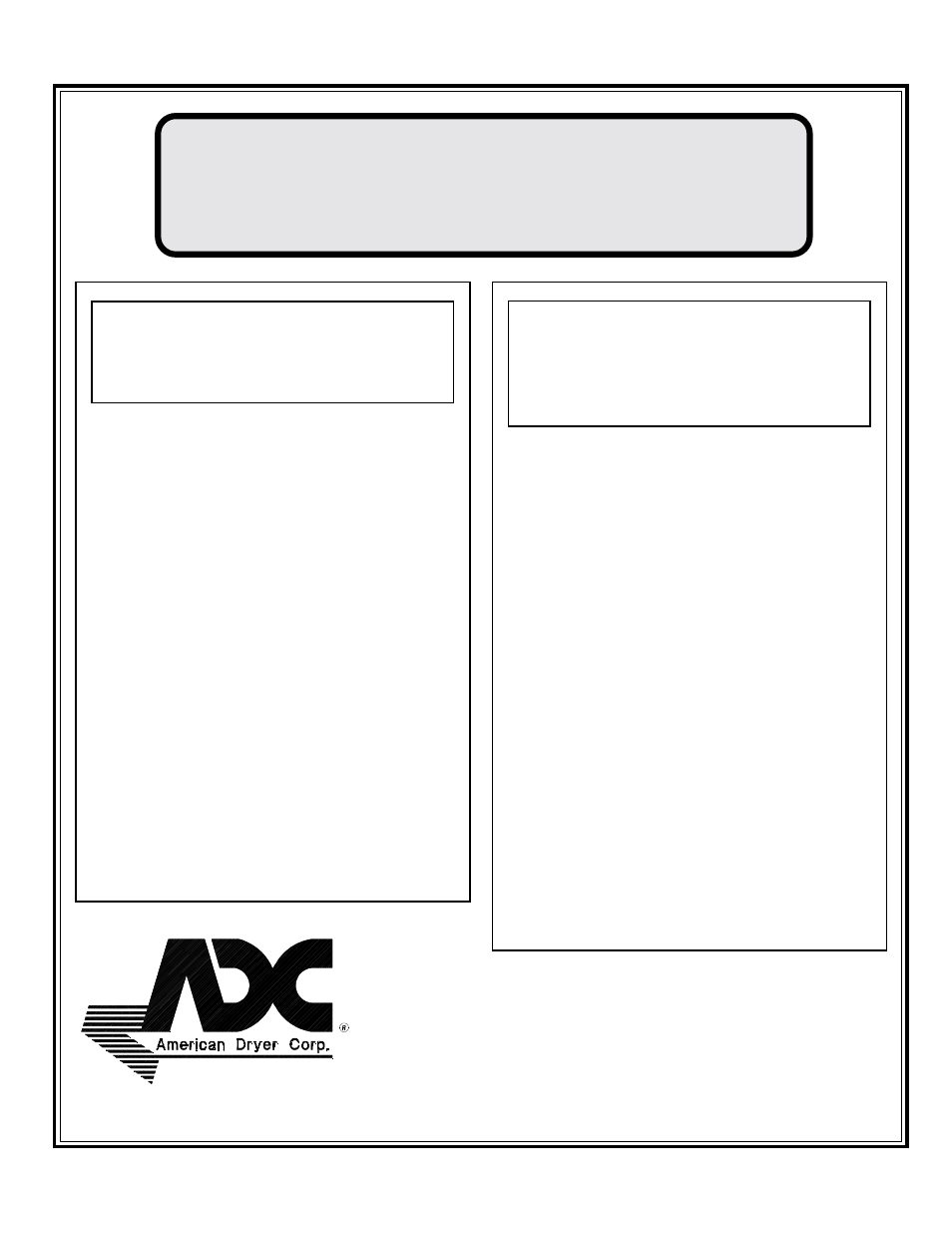 American Dryer Corp. AD-20 User Manual | 38 pages