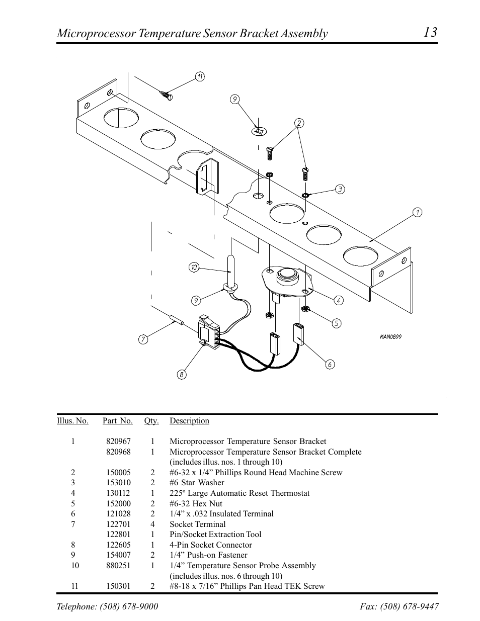 Microprocessor temperature sensor bracket assembly | American Dryer Corp. Phase 6 Microprocessor AD-145 User Manual | Page 15 / 37
