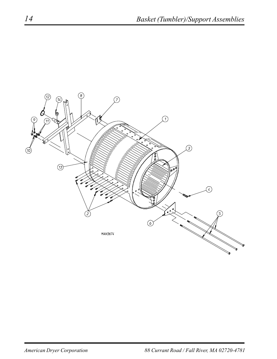 Tumbler support assemblies , 15 | American Dryer Corp. Phase 6 Microprocessor AD-145 User Manual | Page 16 / 37
