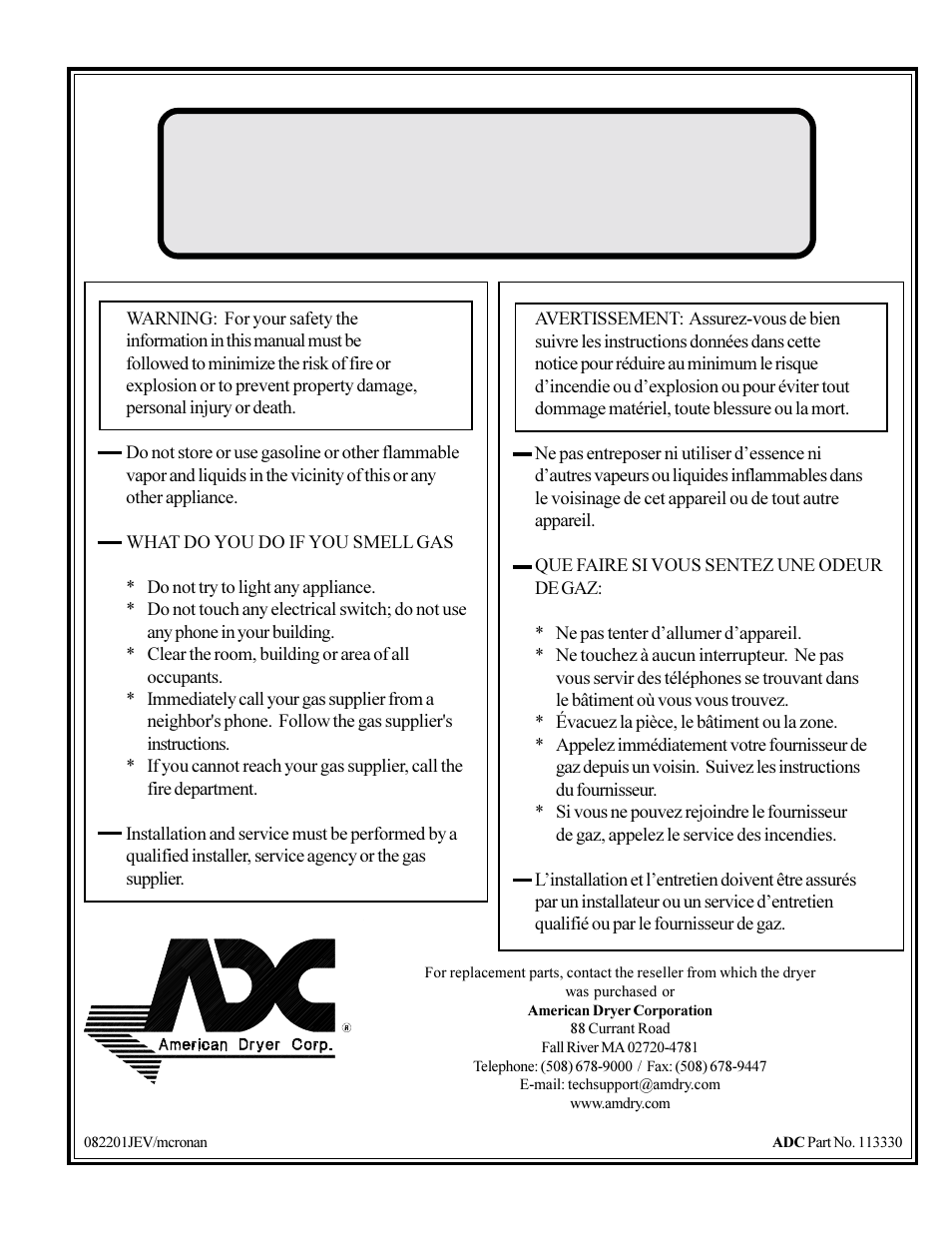 American Dryer Corp. Gas/HSI & Steam ID-120 User Manual | 54 pages