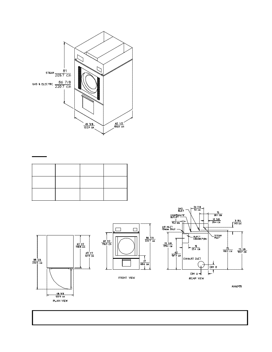 Specifications | American Dryer Corp. ML-130 II User Manual | Page 11 / 59