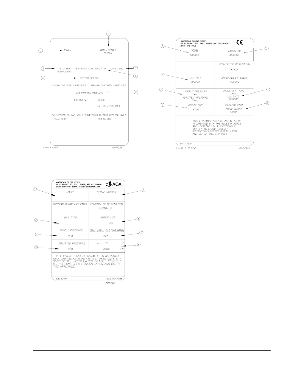 Data label information | American Dryer Corp. SL50 User Manual | Page 31 / 32