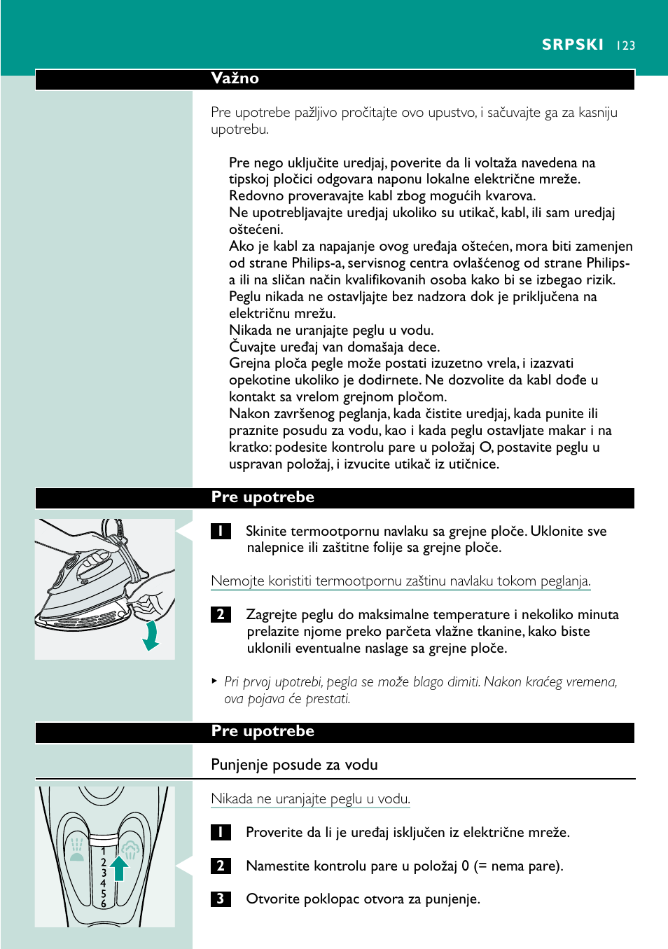 Srpski | Philips GC4250 User Manual | Page 123 / 132