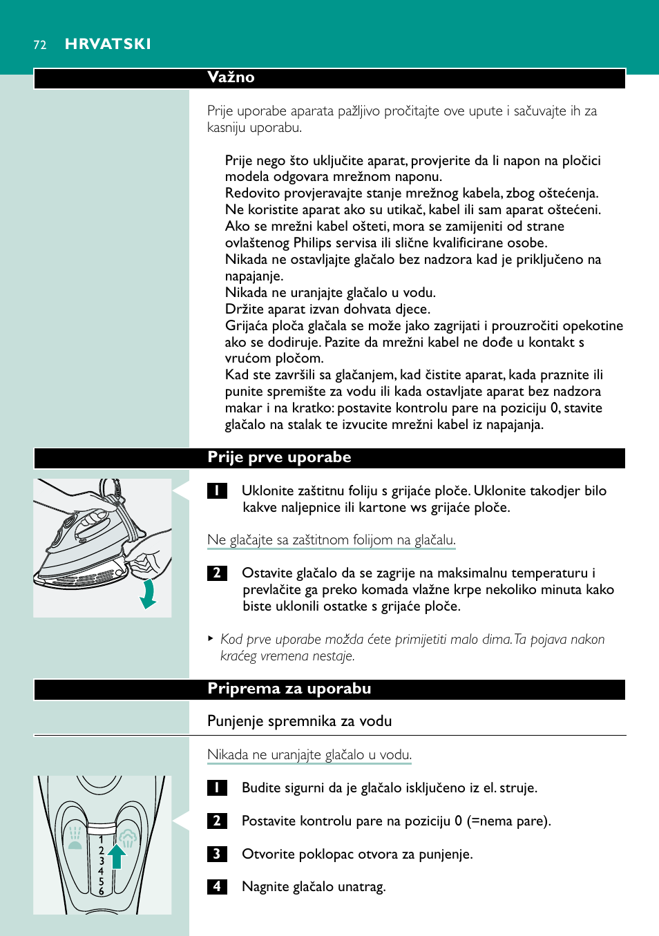 Hrvatski | Philips GC4250 User Manual | Page 72 / 132