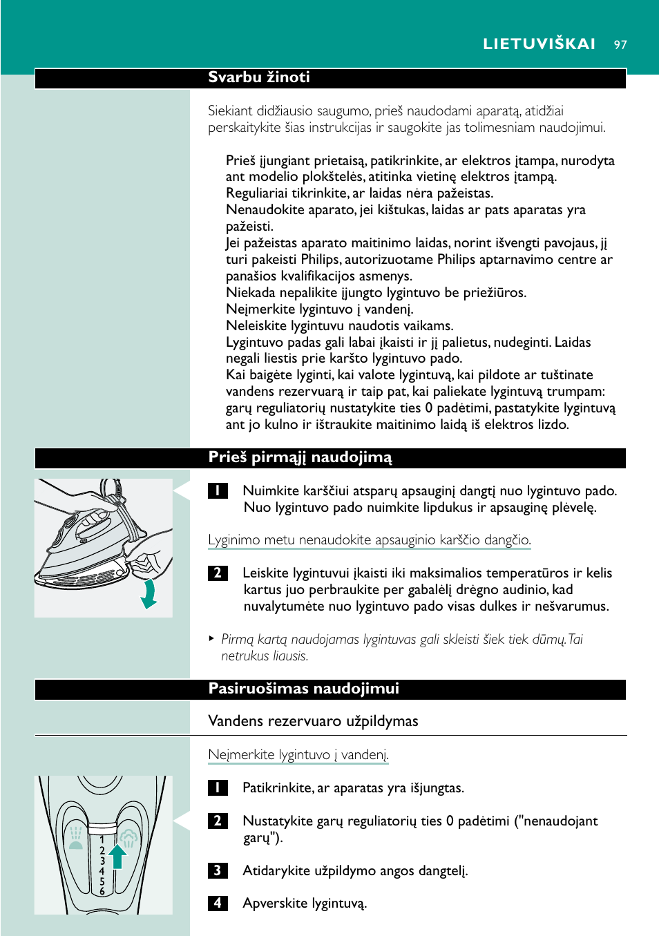 Lietuviškai | Philips GC4250 User Manual | Page 97 / 132