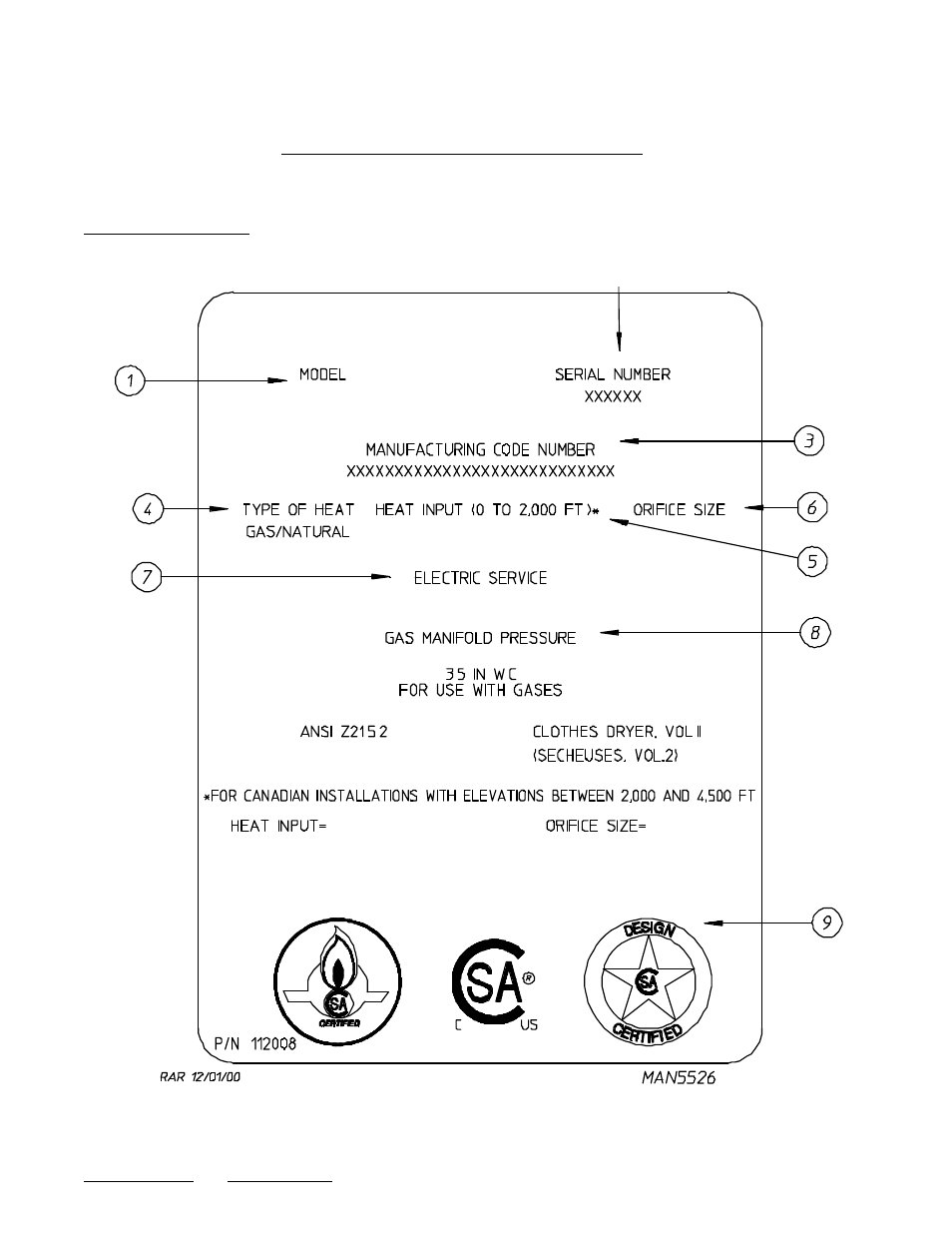 Data label information | American Dryer Corp. ML-75DII User Manual | Page 54 / 58