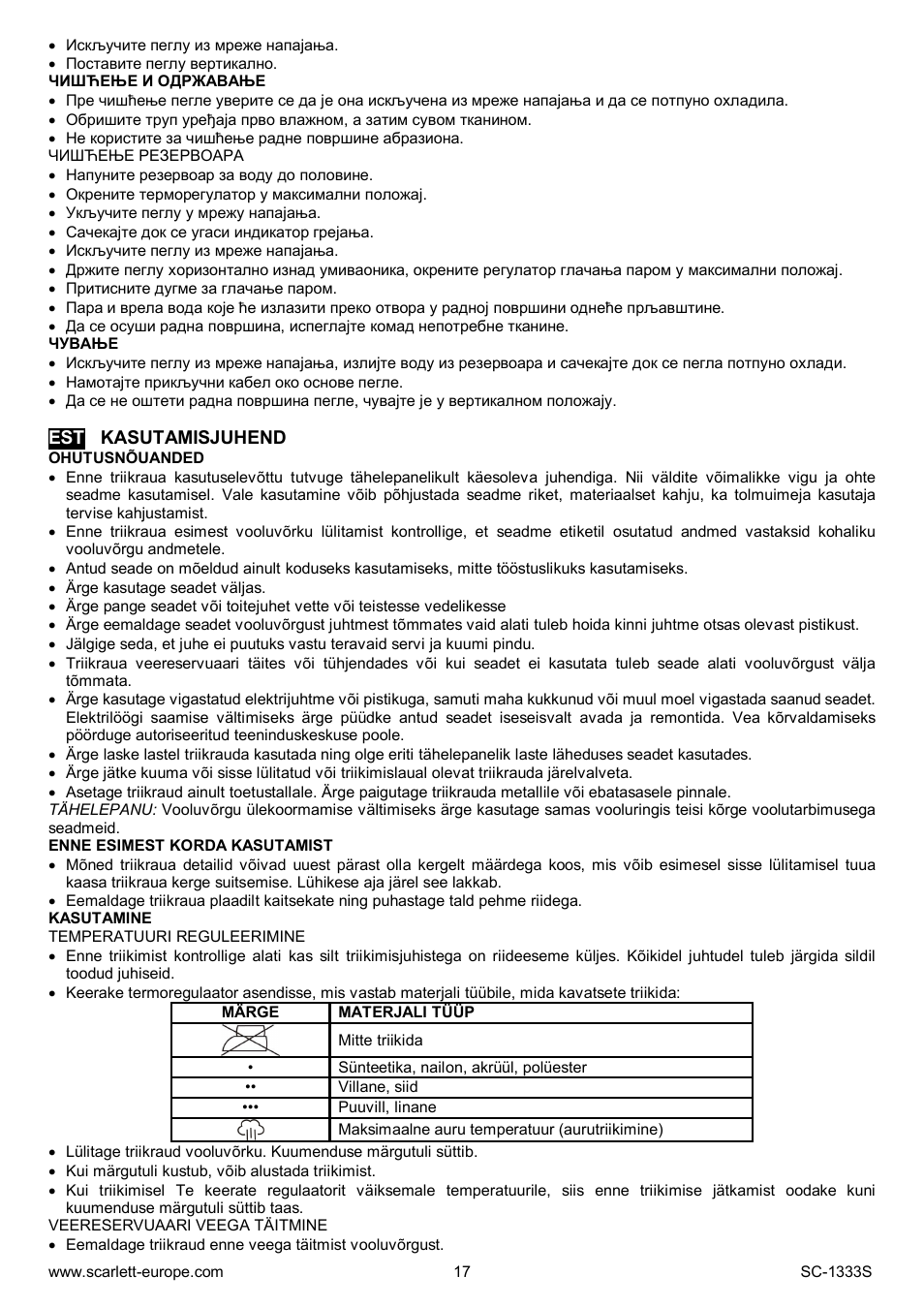 Scarlett SC-1333S User Manual | Page 17 / 28