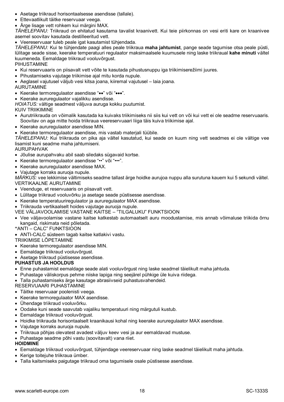 Scarlett SC-1333S User Manual | Page 18 / 28