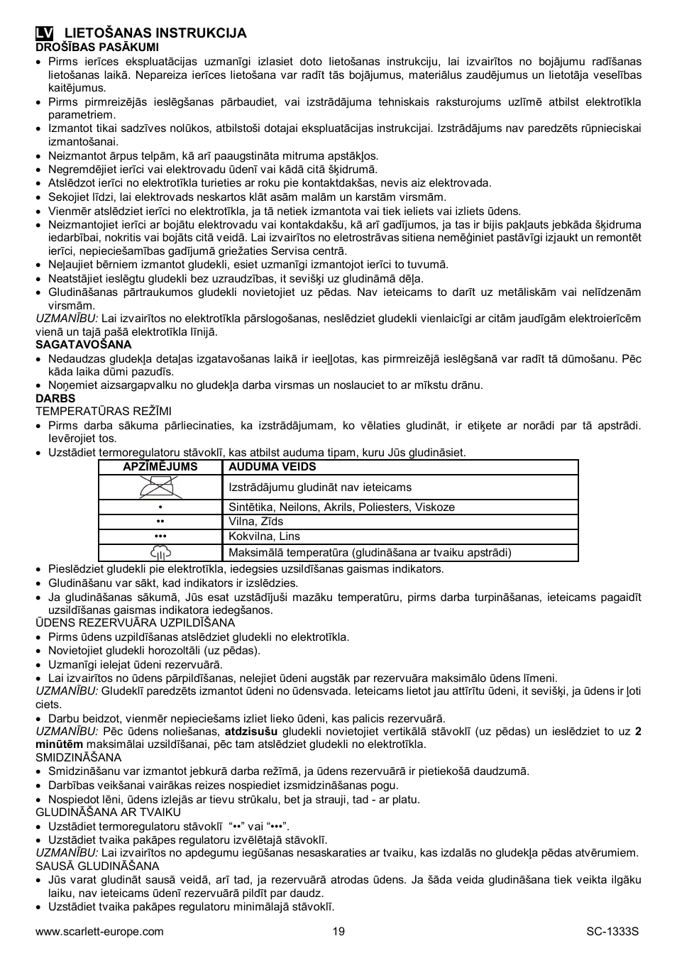 Scarlett SC-1333S User Manual | Page 19 / 28