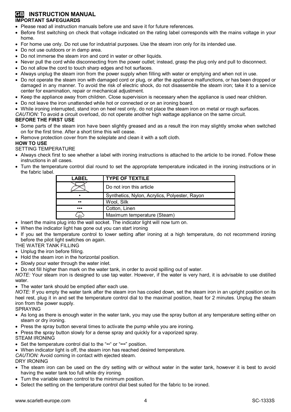 Scarlett SC-1333S User Manual | Page 4 / 28