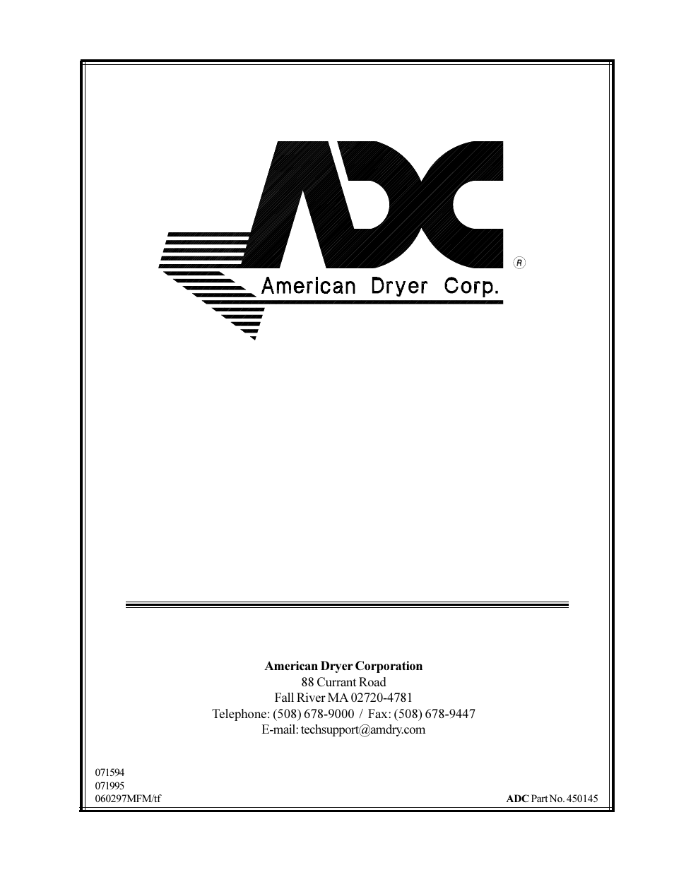 American Dryer Corp. AD-115 User Manual | 80 pages