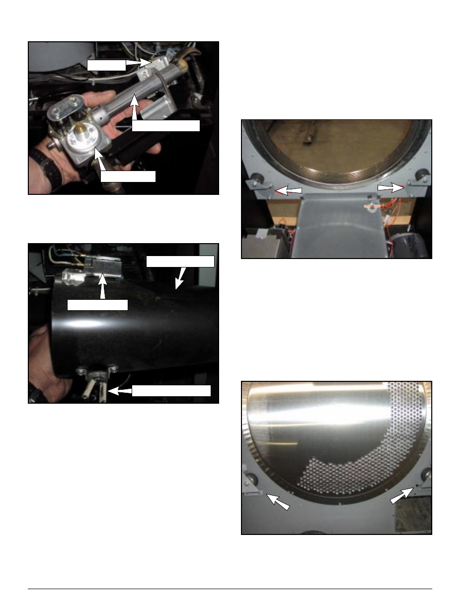 Gas valve/ignition system components, Oven housing components, Tumbler support wheel assembly replacement | American Dryer Corp. 20/31 User Manual | Page 6 / 12