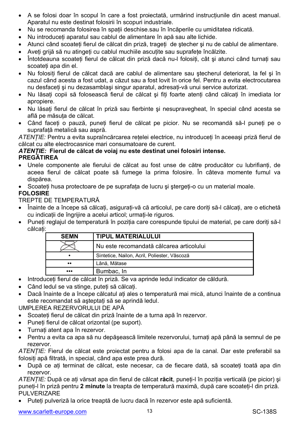 Scarlett SC-138S User Manual | Page 13 / 29