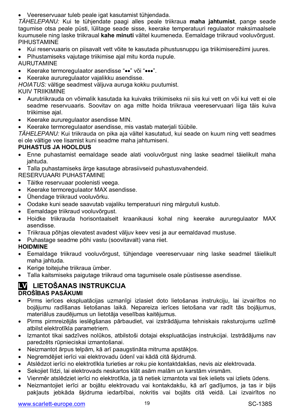 Scarlett SC-138S User Manual | Page 19 / 29