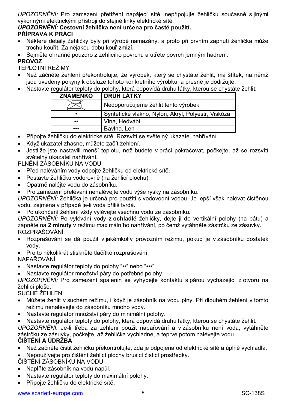 Scarlett SC-138S User Manual | Page 8 / 29