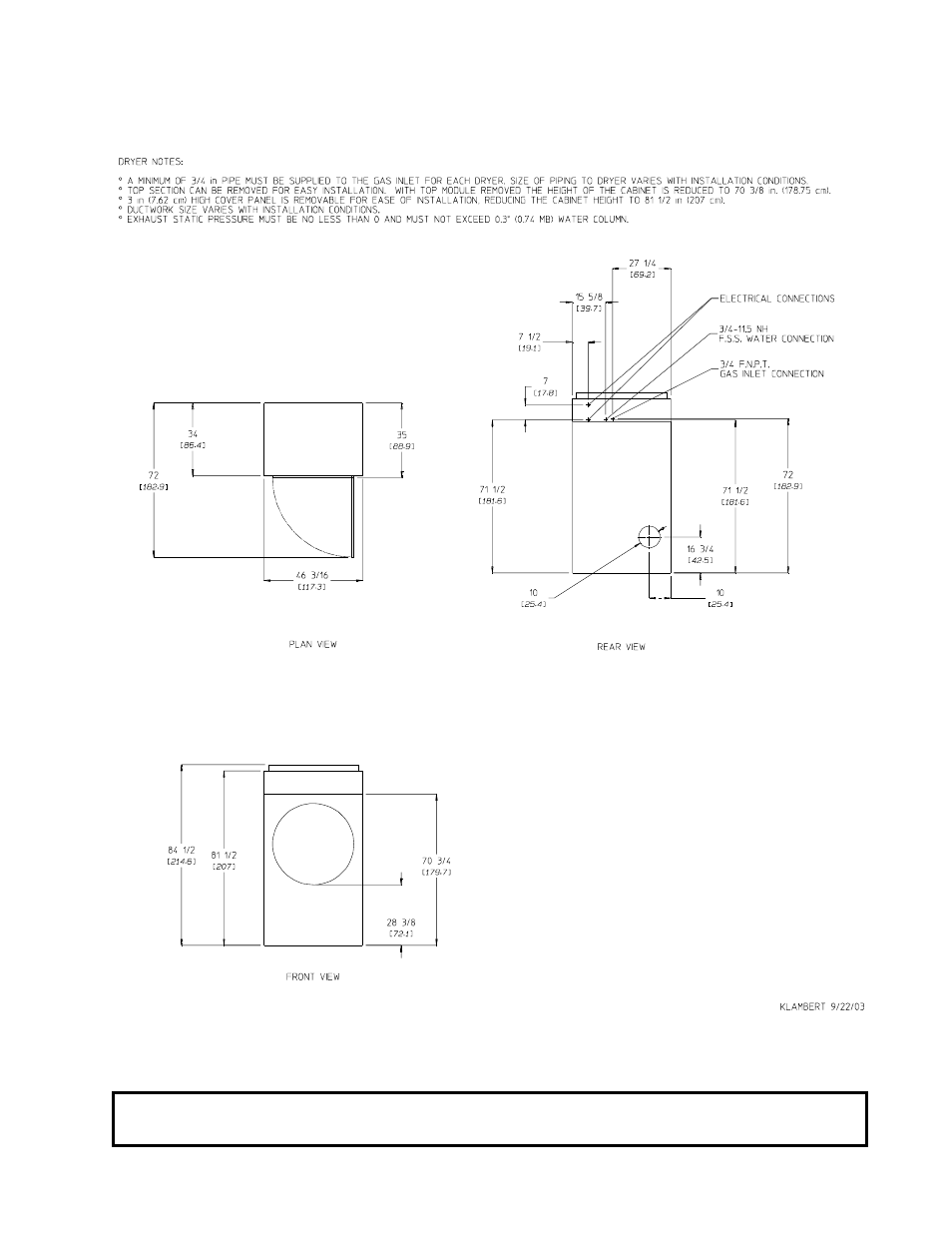 Specifications | American Dryer Corp. ML-78III User Manual | Page 11 / 52