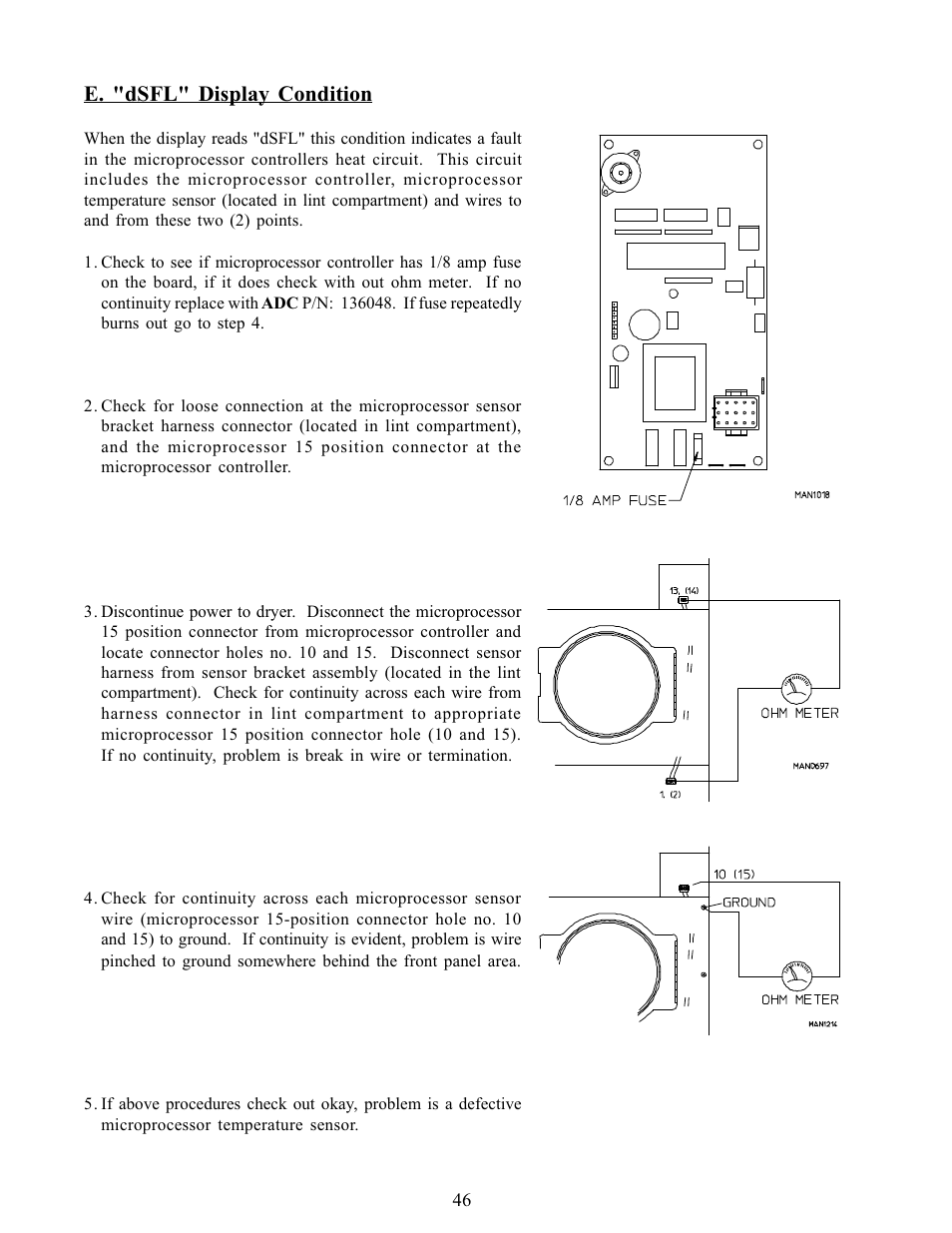 E. "dsfl" display condition | American Dryer Corp. ADG-385 User Manual | Page 50 / 57