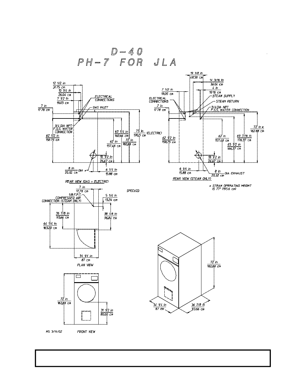 Specifications | American Dryer Corp. Gas DSI/HSI/Electric/Steam/Phase 7 with S.A.F.E. D-40 User Manual | Page 11 / 62