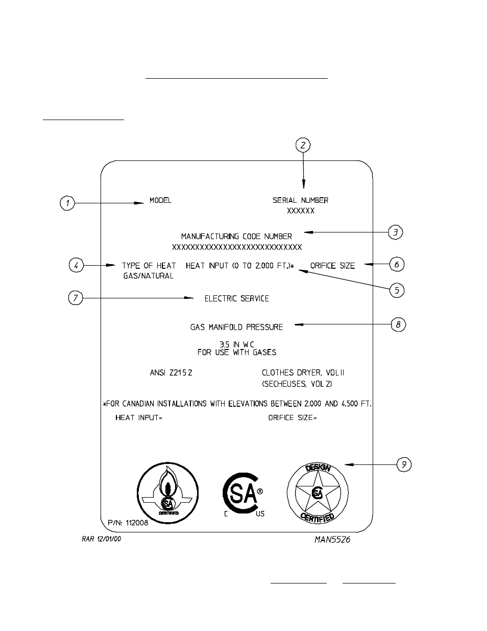Data label information | American Dryer Corp. ML-122D User Manual | Page 52 / 55