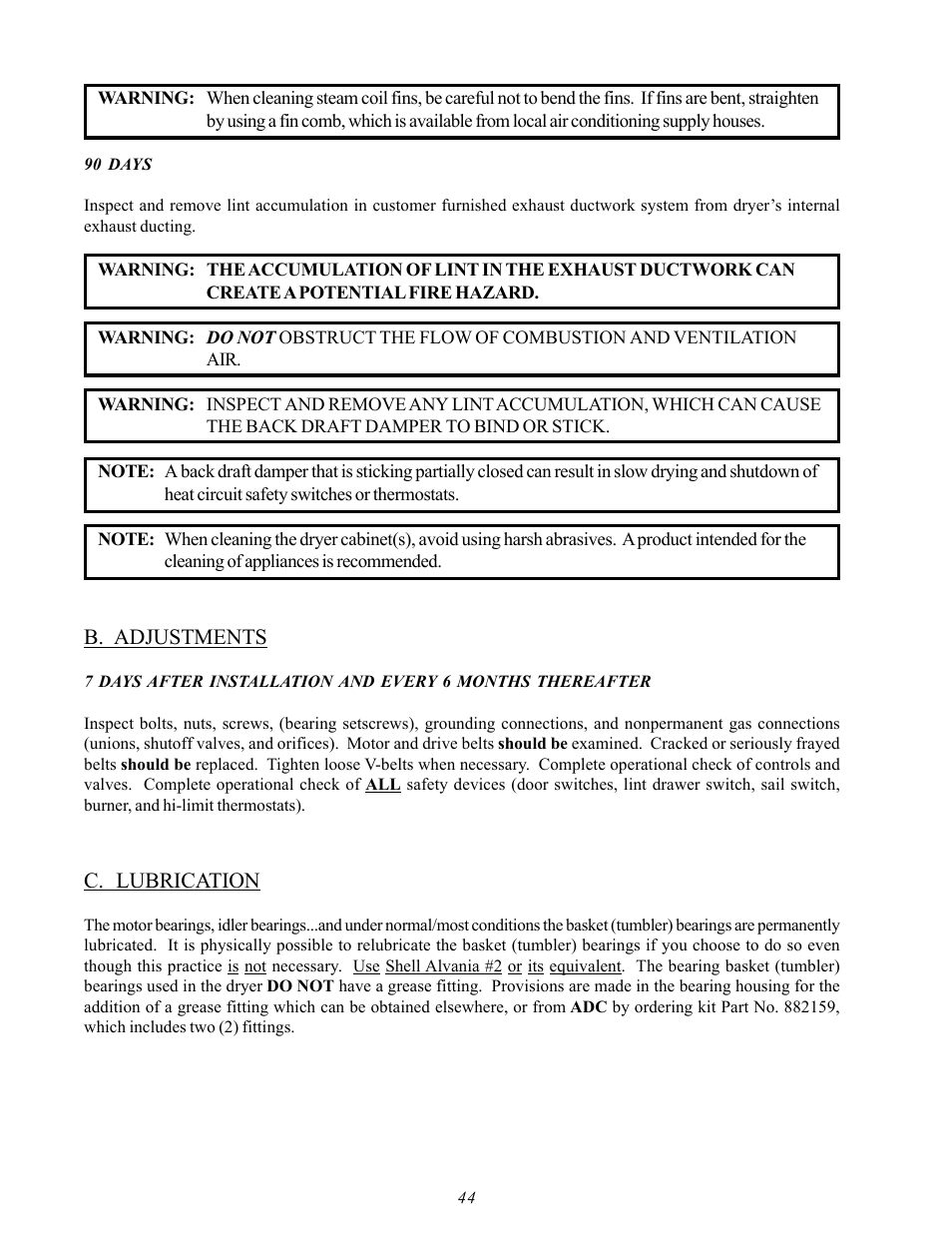 American Dryer Corp. AD-60 User Manual | Page 48 / 67