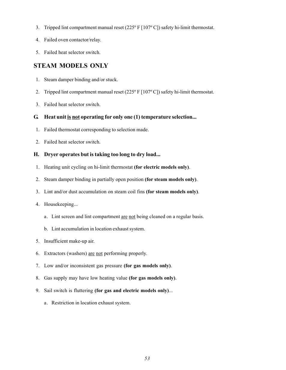 Steam models only | American Dryer Corp. AD-60 User Manual | Page 57 / 67
