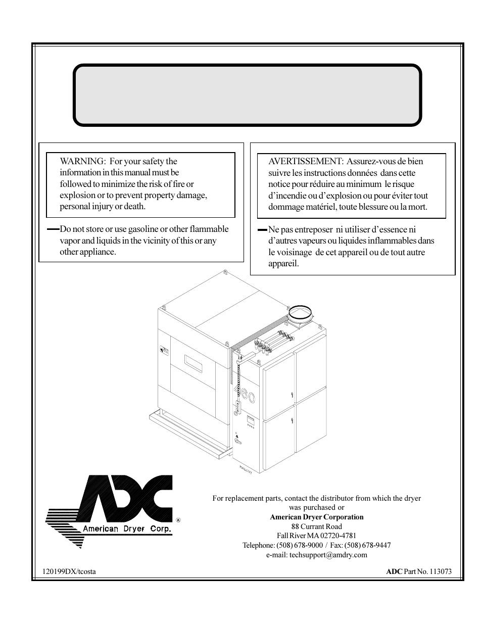 American Dryer Corp. MLS-460 User Manual | 80 pages