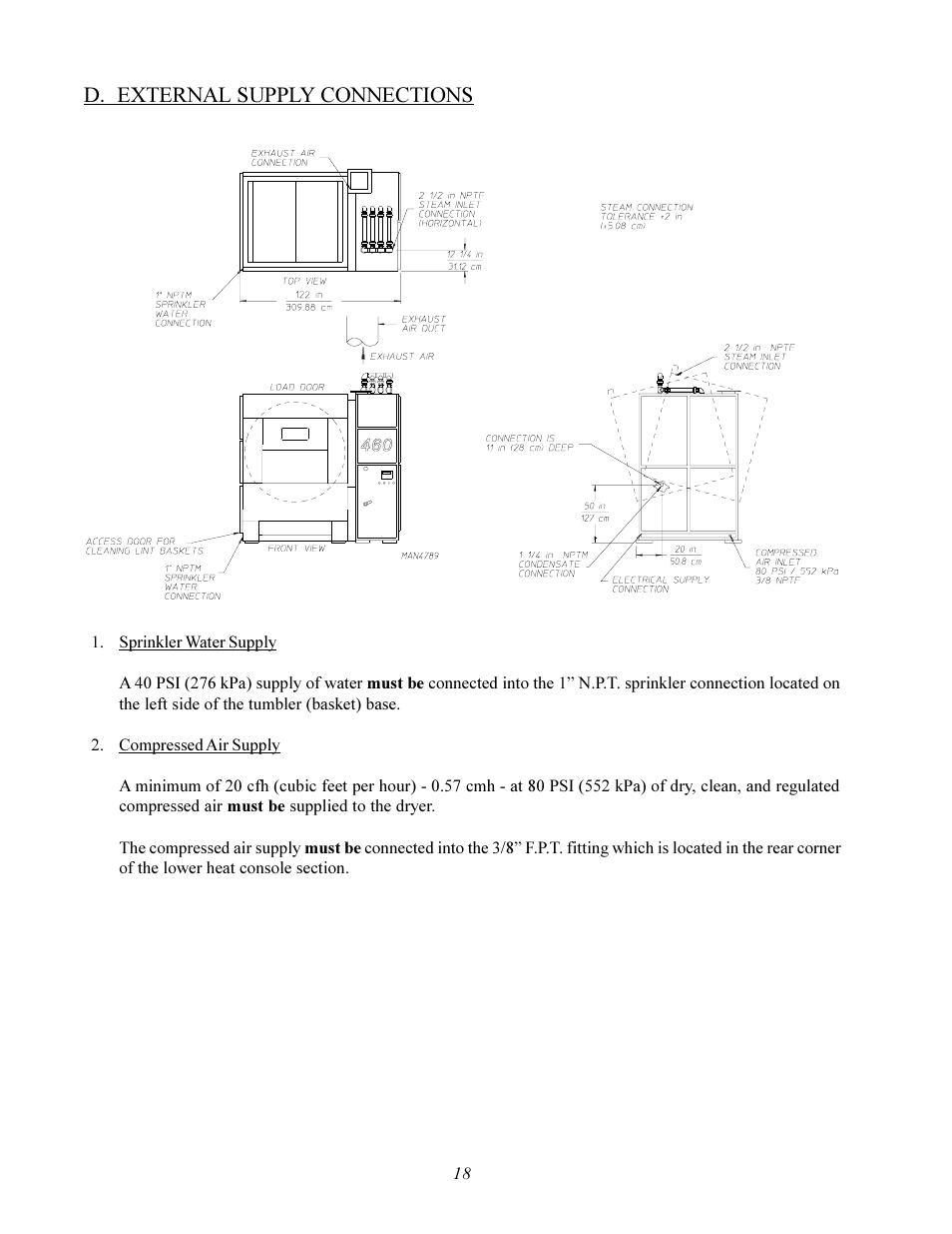 D. external supply connections | American Dryer Corp. MLS-460 User Manual | Page 22 / 80
