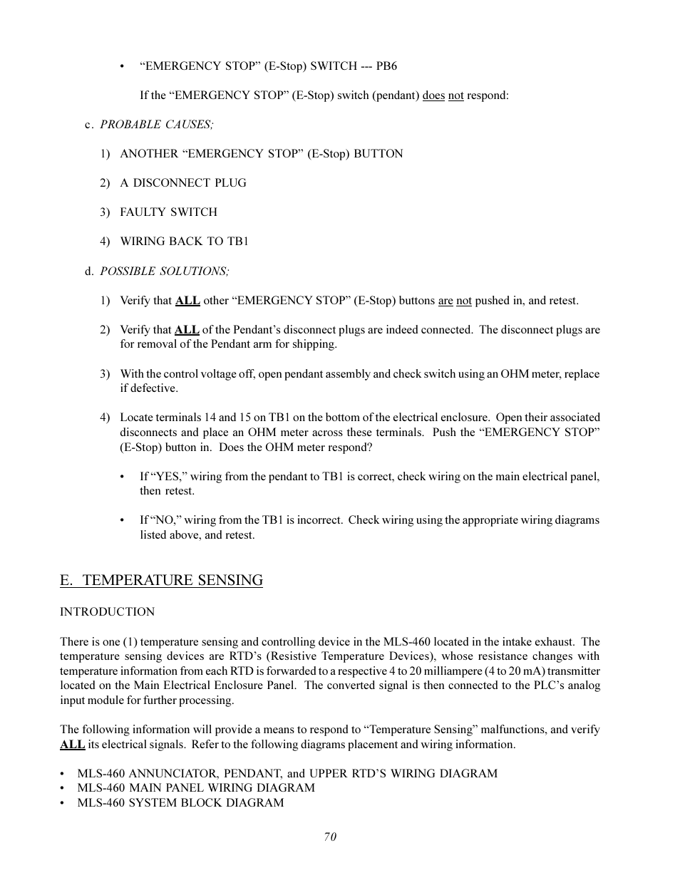 E. temperature sensing | American Dryer Corp. MLS-460 User Manual | Page 74 / 80