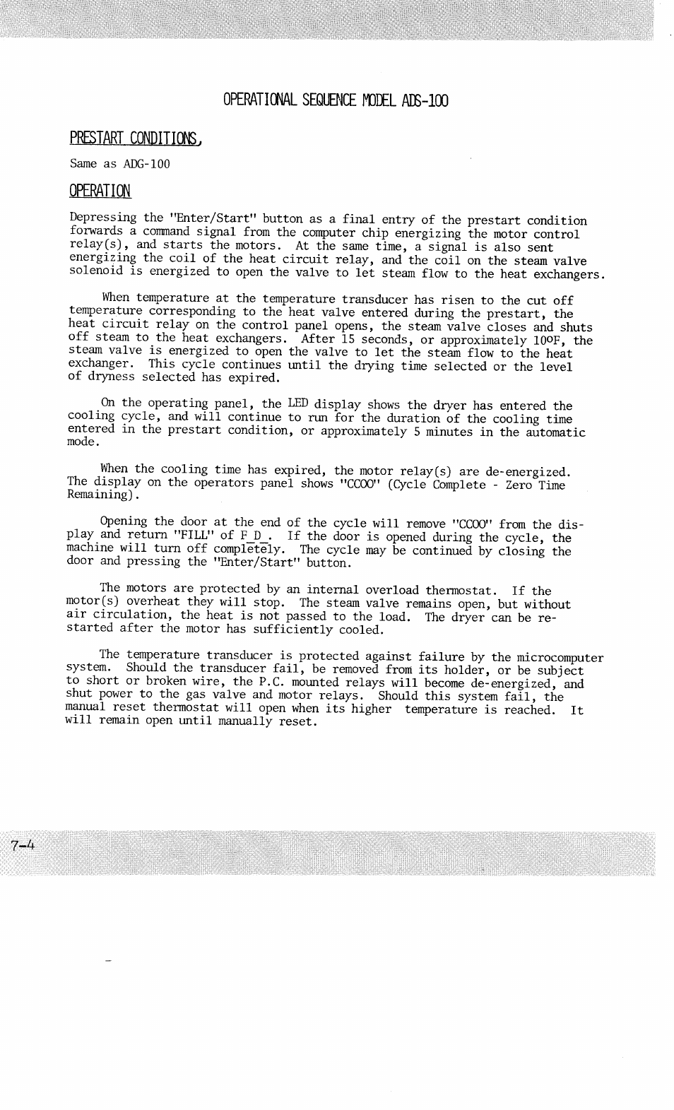 Operation | American Dryer Corp. AD-100 User Manual | Page 10 / 61