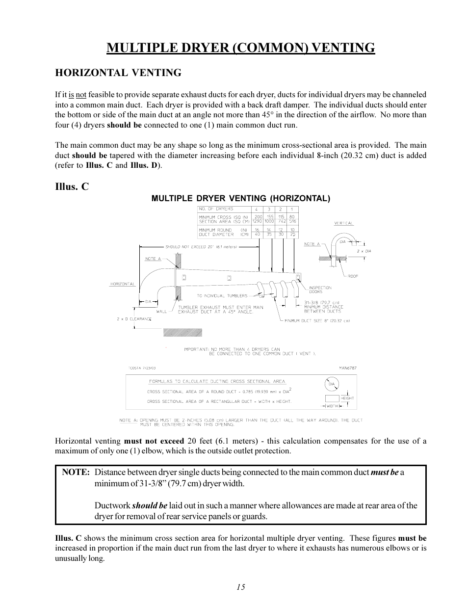 Multiple dryer (common) venting | American Dryer Corp. MDG-30 User Manual | Page 19 / 53