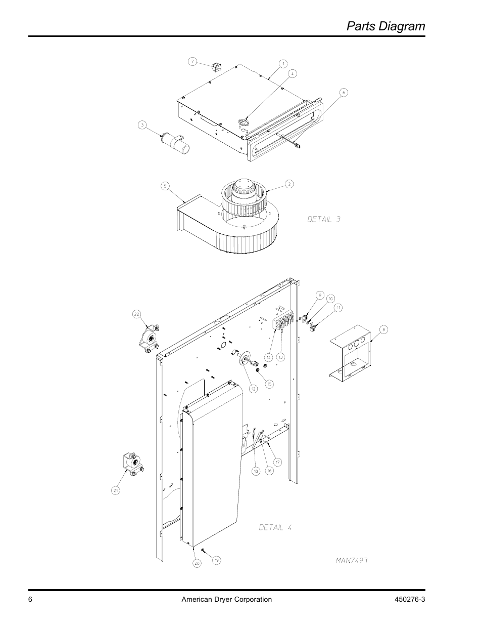 Parts diagram | American Dryer Corp. SL3131 User Manual | Page 6 / 12