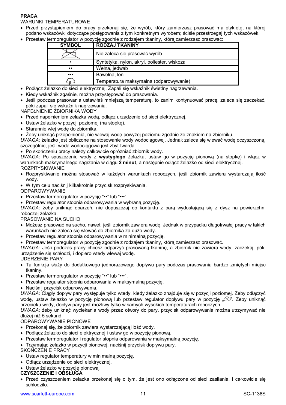 Scarlett SC-1136S User Manual | Page 11 / 28