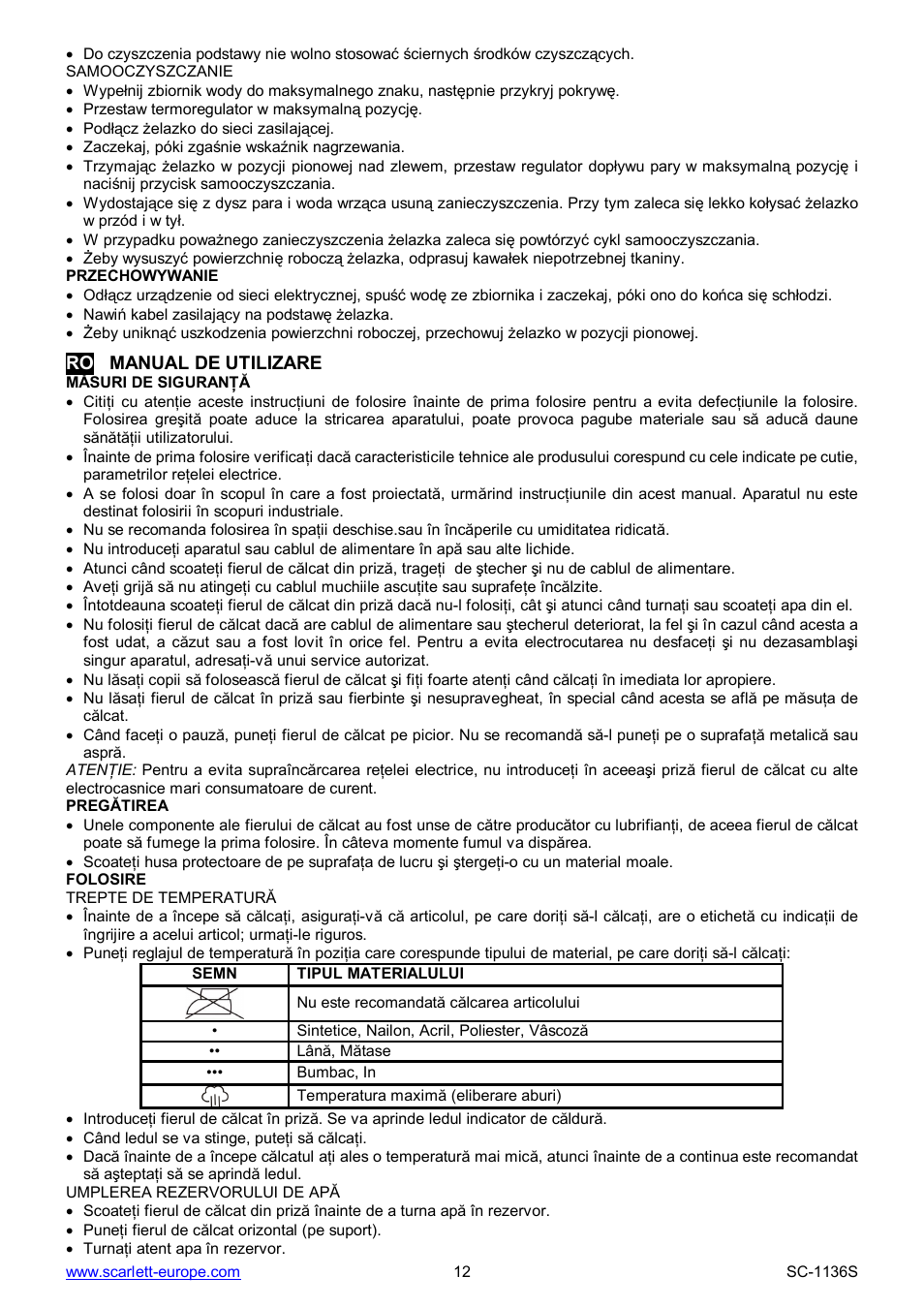 Scarlett SC-1136S User Manual | Page 12 / 28