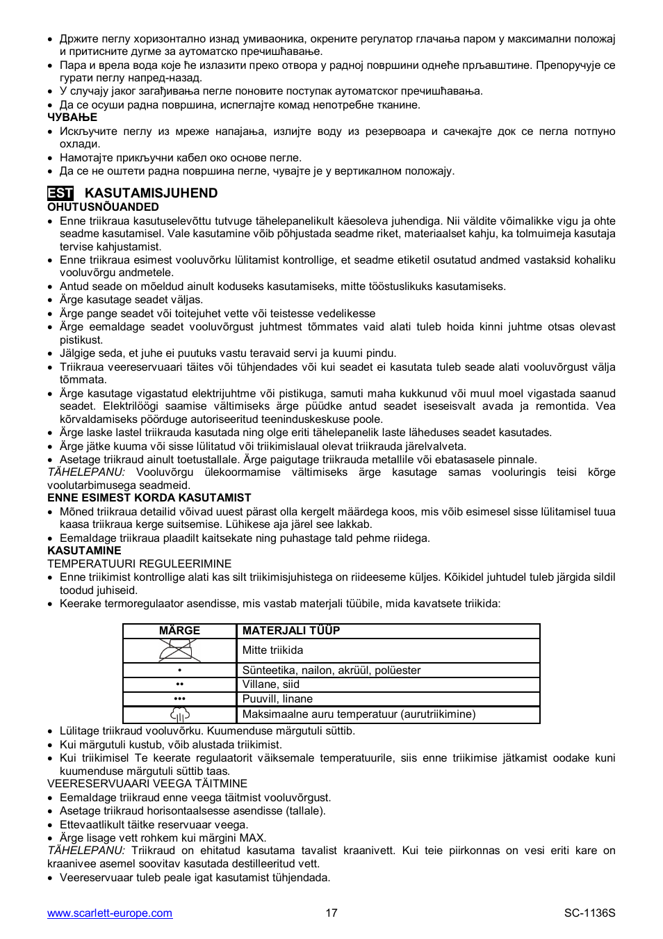 Scarlett SC-1136S User Manual | Page 17 / 28