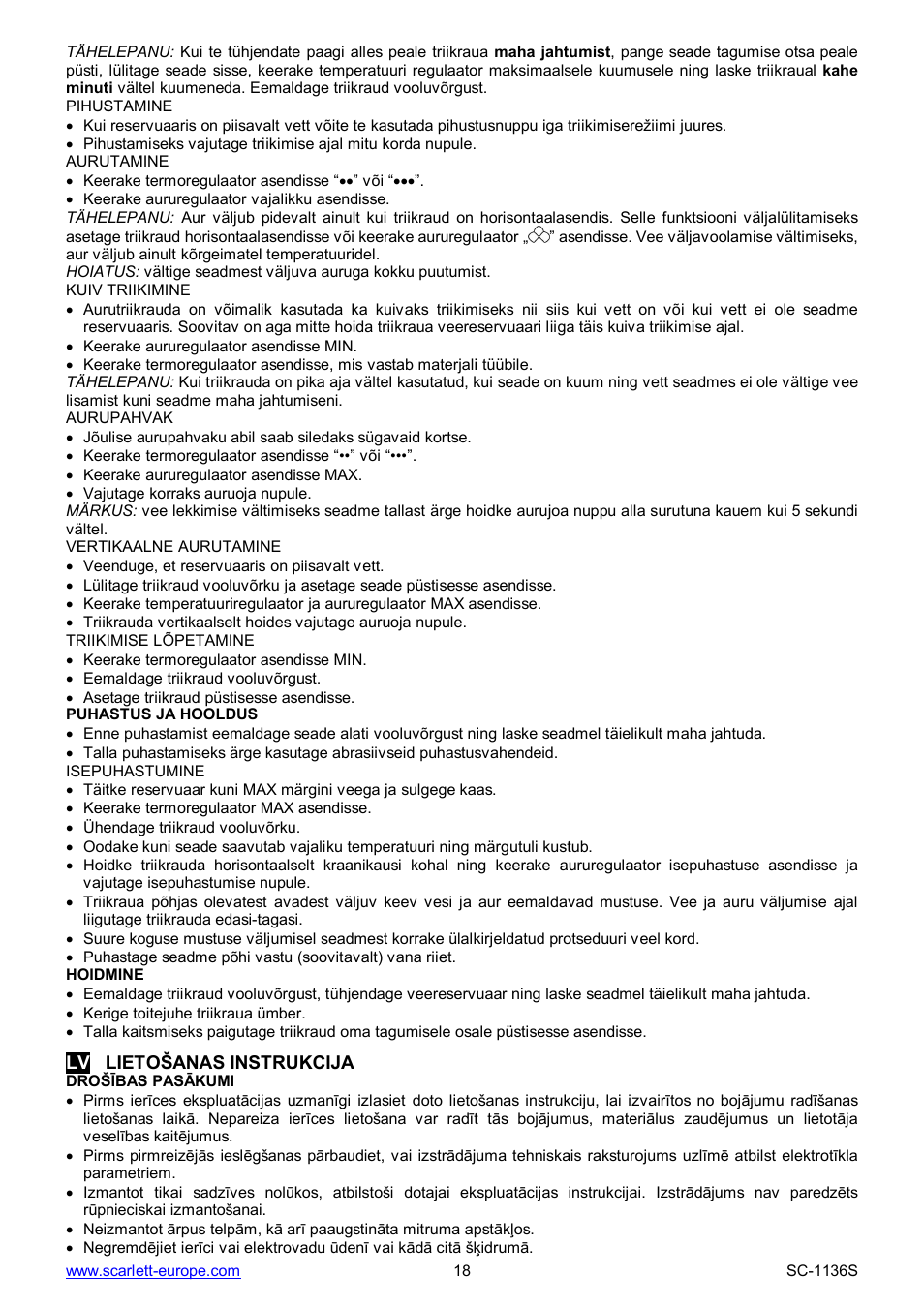 Scarlett SC-1136S User Manual | Page 18 / 28