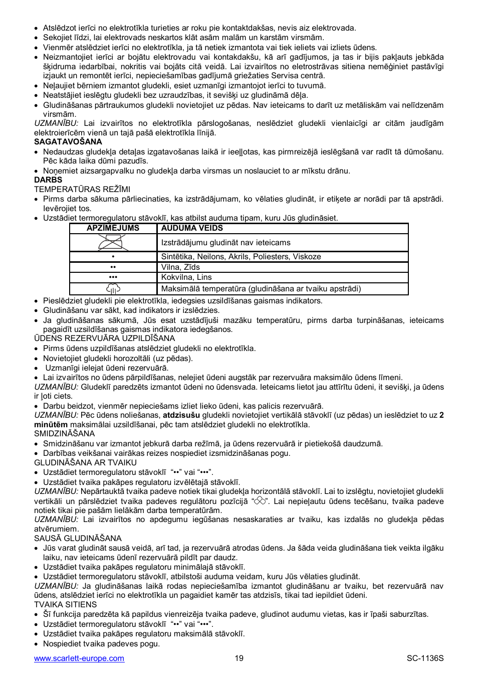 Scarlett SC-1136S User Manual | Page 19 / 28