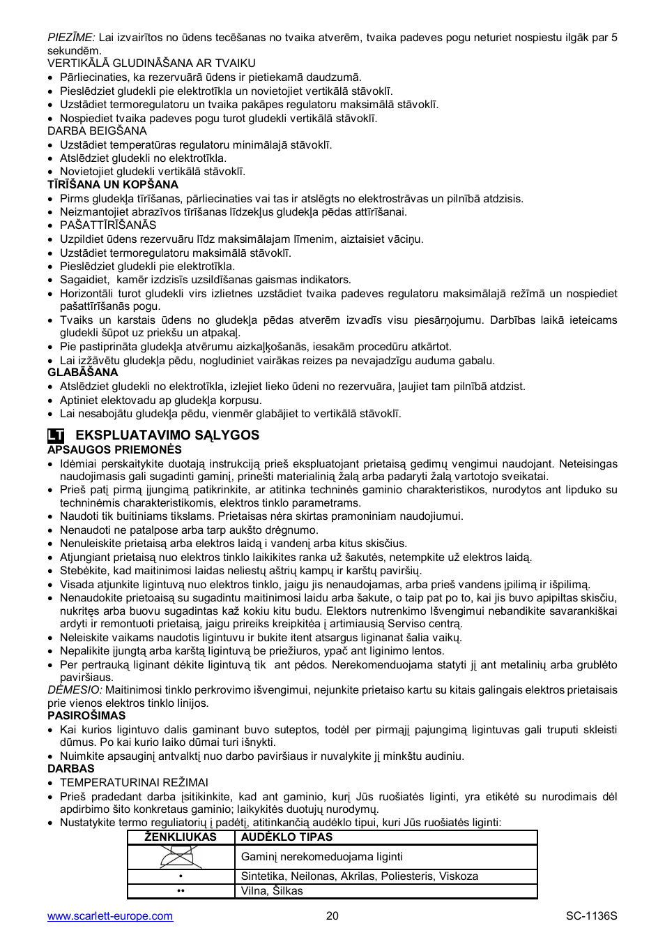 Scarlett SC-1136S User Manual | Page 20 / 28