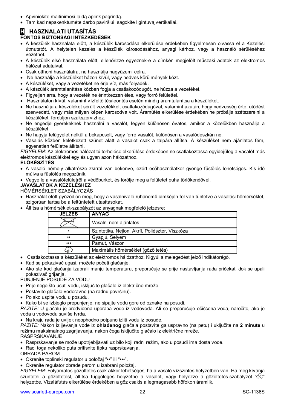 Scarlett SC-1136S User Manual | Page 22 / 28