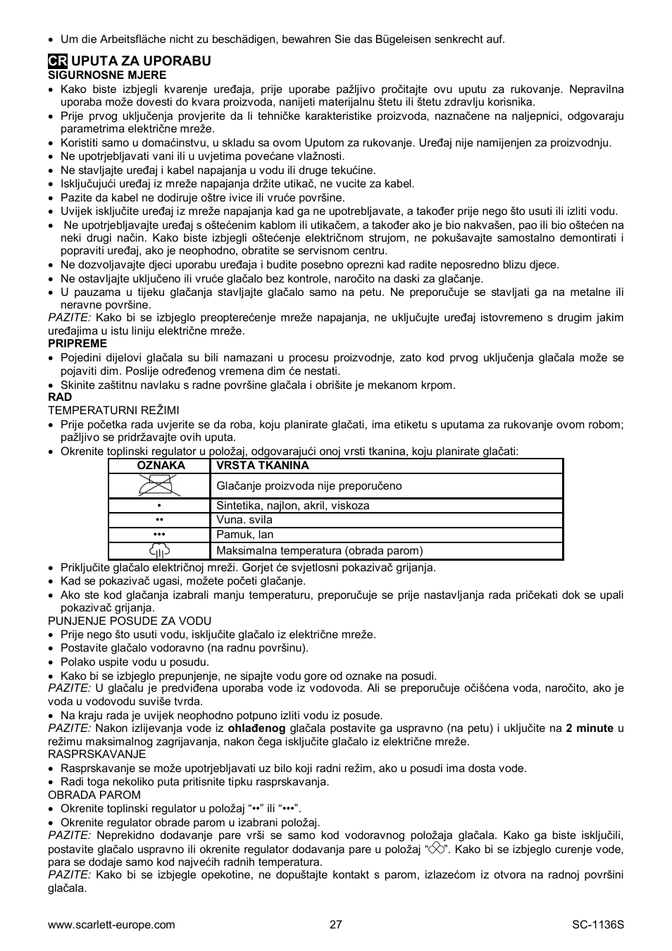 Scarlett SC-1136S User Manual | Page 27 / 28