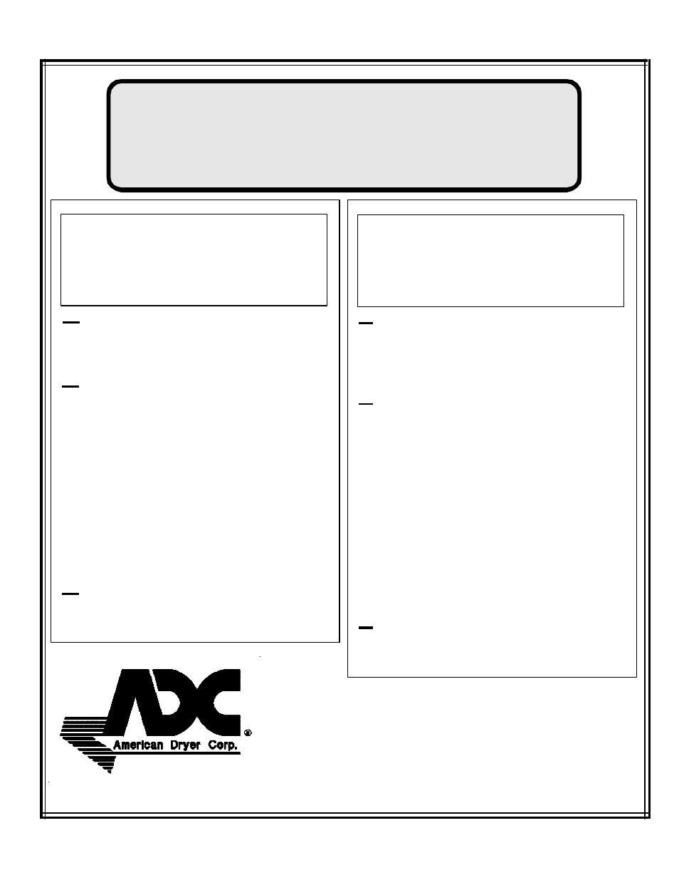American Dryer Corp. ID-170 User Manual | 55 pages