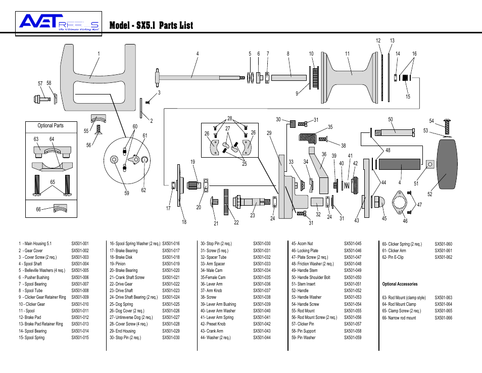 Avet Reels Reel SX5.1 User Manual | 1 page