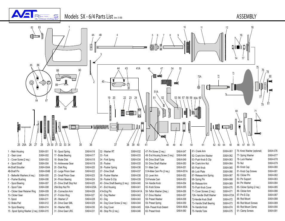 Avet Reels Two Speed Assembly SX 6 - 4 User Manual | 1 page