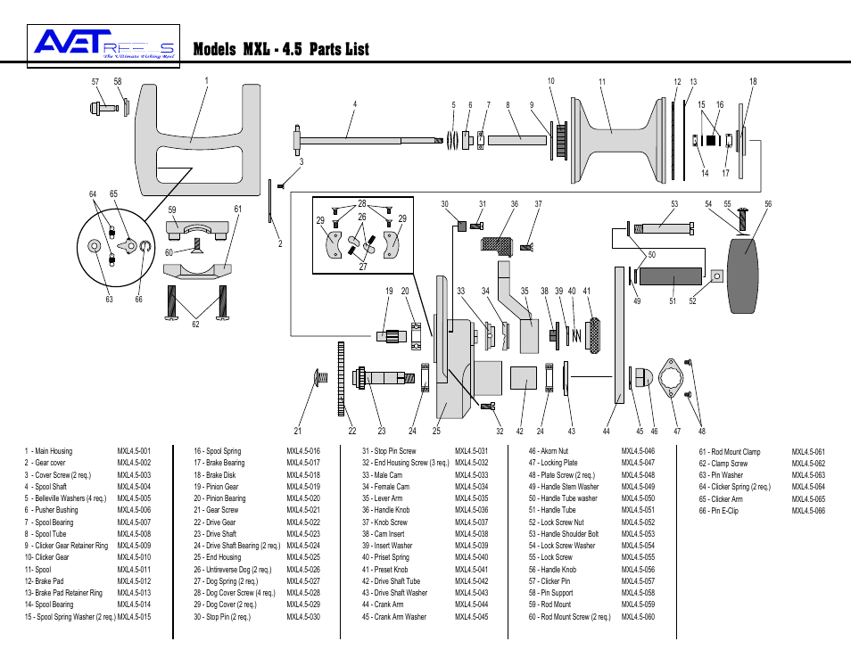 Avet Reels MXL - 4.5 User Manual | 1 page