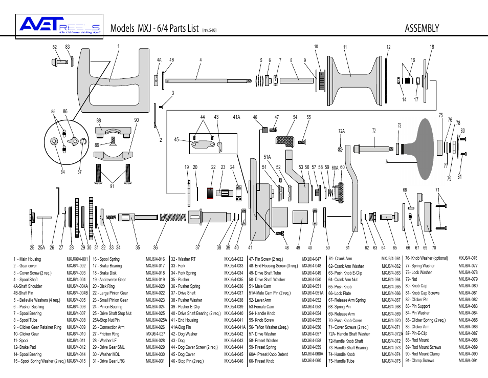 Avet Reels MXJ - 6/4 User Manual | 1 page